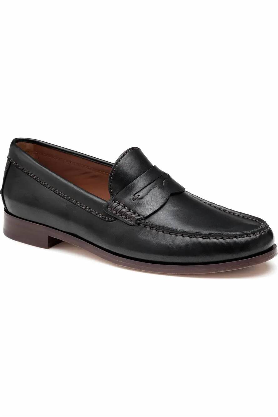 NEW JOHNSTON & MURPHY men's baldwin penny loafer shoes in black